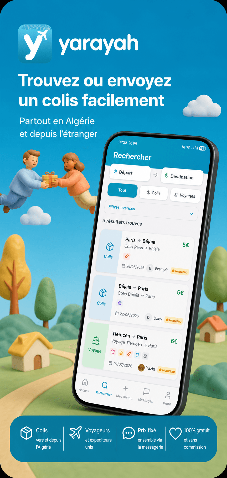 Écran d’accueil de l’application Yarayah